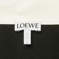 Pre Owned Loewe Black Crepe Button Front Faux Cape Long Dress S