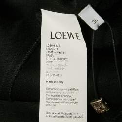 Pre Owned Loewe Black Crepe Button Front Faux Cape Long Dress S