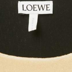 Pre Owned Loewe Beige/Black Gloves Print Velvet Asymmetric Midi Dress S