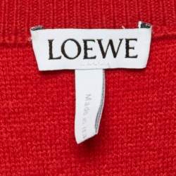 Pre Owned Loewe Red Wool Blend Draped Mini Dress M