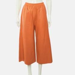 Pre Owned Loewe Orange Leather Culottes M 
