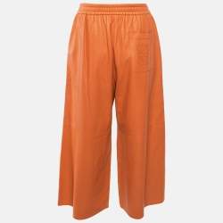 Pre Owned Loewe Orange Leather Culottes M 