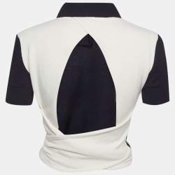 Pre Owned Loewe Blue/White Knit Wrap Polo Top S