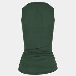 Pre Owned Loewe Green Logo Clasp Rib Knit Draped Tank Top XS