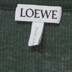 Pre Owned Loewe Green Logo Clasp Rib Knit Draped Tank Top XS
