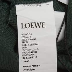 Pre Owned Loewe Green Logo Clasp Rib Knit Draped Tank Top XS
