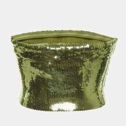 Pre Owned Loewe x Paula's Ibiza Aniseed Green Sequin Bustier Top XS