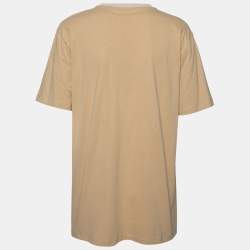 Pre Owned Loewe Beige Cotton Boyfriend Anagram Embroidered Oversized T-Shirt S