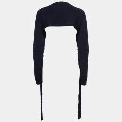 Pre Owned Loewe Navy Blue Wool Braided Detail Super Cropped Bolero M