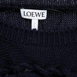 Pre Owned Loewe Navy Blue Wool Braided Detail Super Cropped Bolero M