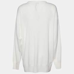 Pre Owned Loewe Ecru Wool Anagram Pocket Detail Sweater L