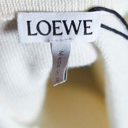 Pre Owned Loewe Ecru Wool Anagram Pocket Detail Sweater L