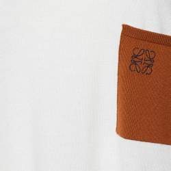 Pre Owned Loewe Ecru Wool Anagram Pocket Detail Sweater L