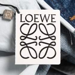 Pre Owned Loewe Blue Washed Denim Cut-Out Detail Anagram Cropped jeans S Waist 28"