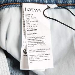 Pre Owned Loewe Blue Washed Denim Cut-Out Detail Anagram Cropped jeans S Waist 28"