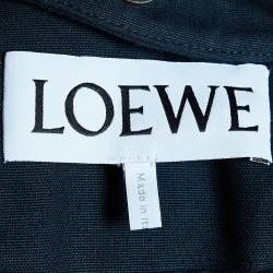 Loewe Navy Blue Cotton & Leather Collar Cape Jacket S