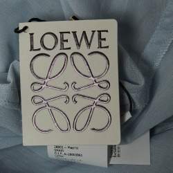 Loewe Blue Cotton Blend Smocked Detail Tie-Up Neck Mini Dress S
