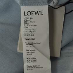 Loewe Blue Cotton Blend Smocked Detail Tie-Up Neck Mini Dress S
