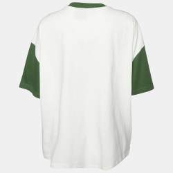 Pre Owned Loewe X Paula's Ibiza Ivory/Green Logo Print Cotton Oversized T-Shirt M