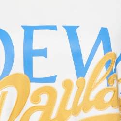 Pre Owned Loewe X Paula's Ibiza Ivory/Green Logo Print Cotton Oversized T-Shirt M