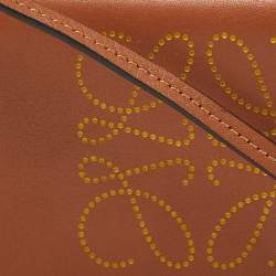 Pre Owned Loewe Brown Leather Anagram Neck Card Holder