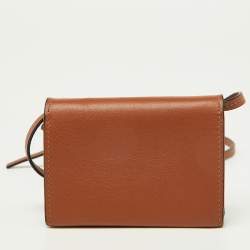 Pre Owned Loewe Brown Leather Anagram Neck Card Holder