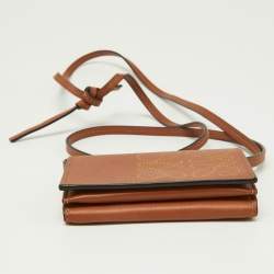 Pre Owned Loewe Brown Leather Anagram Neck Card Holder