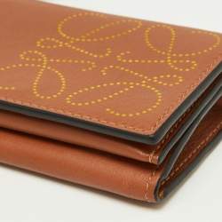 Pre Owned Loewe Brown Leather Anagram Neck Card Holder