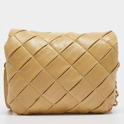 Loewe Beige Leather Pleated Goya Puffer Shoulder Bag