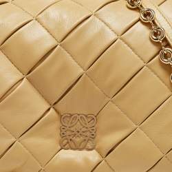 Loewe Beige Leather Pleated Goya Puffer Shoulder Bag