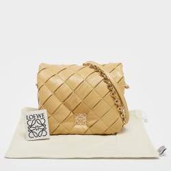 Loewe Beige Leather Pleated Goya Puffer Shoulder Bag