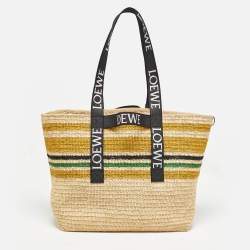 Loewe Multicolor Striped Raffia Fold Shopper Tote