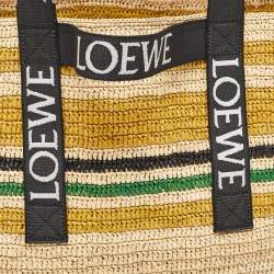Loewe Multicolor Striped Raffia Fold Shopper Tote