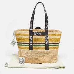 Loewe Multicolor Striped Raffia Fold Shopper Tote