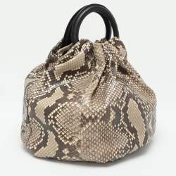 Loewe Brown/Beige Python Bounce Bucket Bag