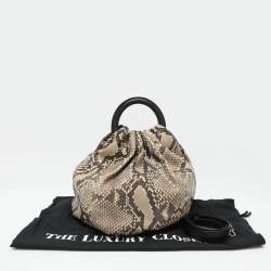 Loewe Brown/Beige Python Bounce Bucket Bag