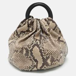 Loewe Brown/Beige Python Bounce Bucket Bag