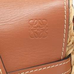 Loewe Brown/Beige Raffia and Leather Small Gate Shoulder Bag