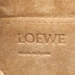 Loewe Brown/Beige Raffia and Leather Small Gate Shoulder Bag