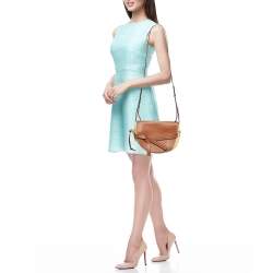 Loewe Brown/Beige Raffia and Leather Small Gate Shoulder Bag