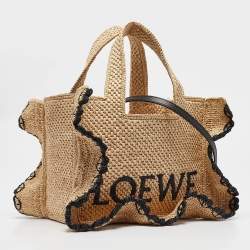 Loewe x Paula's Ibiza Black/Natural Raffia Small Ruffle Tote