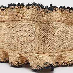 Loewe x Paula's Ibiza Black/Natural Raffia Small Ruffle Tote