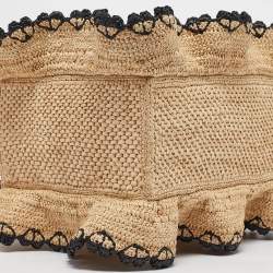 Loewe x Paula's Ibiza Black/Natural Raffia Small Ruffle Tote