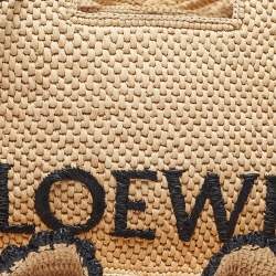 Loewe x Paula's Ibiza Black/Natural Raffia Small Ruffle Tote