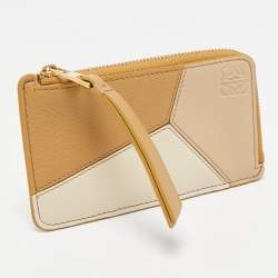 Loewe Beige Leather Puzzle Coin Card Holder
