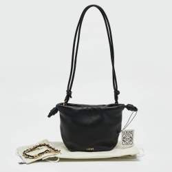 Pre Owned Loewe Black Leather Mini Flamenco Shoulder Bag