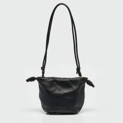 Pre Owned Loewe Black Leather Mini Flamenco Shoulder Bag