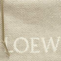Pre Owned Loewe Beige Jacquard Canvas Oblong Pouch