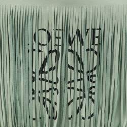 Loewe Pastel Green Leather Paulas Ibiza Edition Vertical Fringe Tote