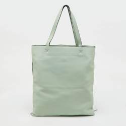 Loewe Pastel Green Leather Paulas Ibiza Edition Vertical Fringe Tote